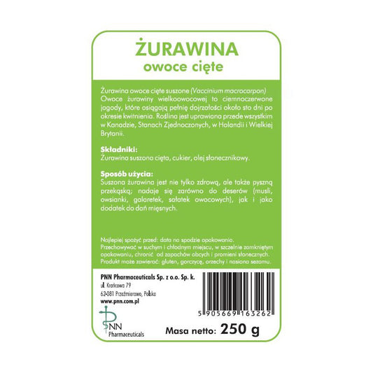 Żurawina owoce cięte 250 g