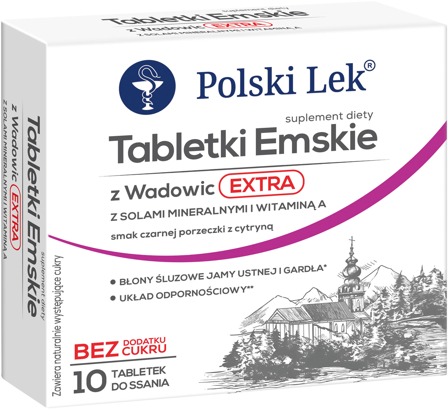 Tabletki Emskie z Wadowic EXTRA – czarna porzeczka z cytryną - 10 tabletek do ssania