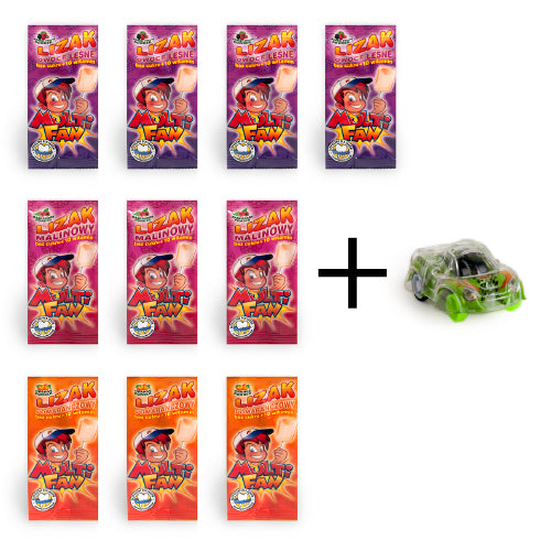 Lizak Multifan bez cukru x 10 + GRATIS SAMOCHODZIK