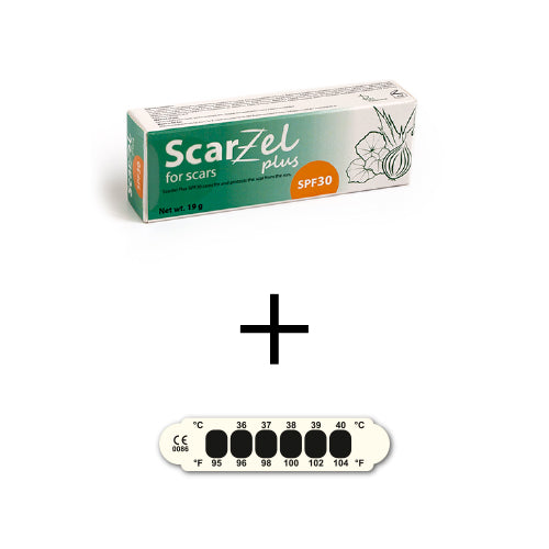 Scarżel Plus na Blizny SPF30 + Termometr paskowy na czoło za 0,10 zł